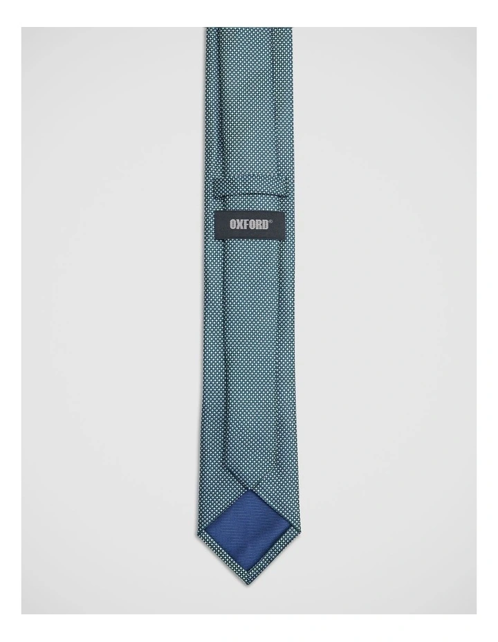 Soren Grid Silk 7Cm Tie in Green/Cream image 3