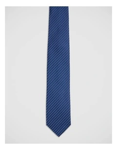 Chevy Stripe Silk 7Cm Tie in Blue