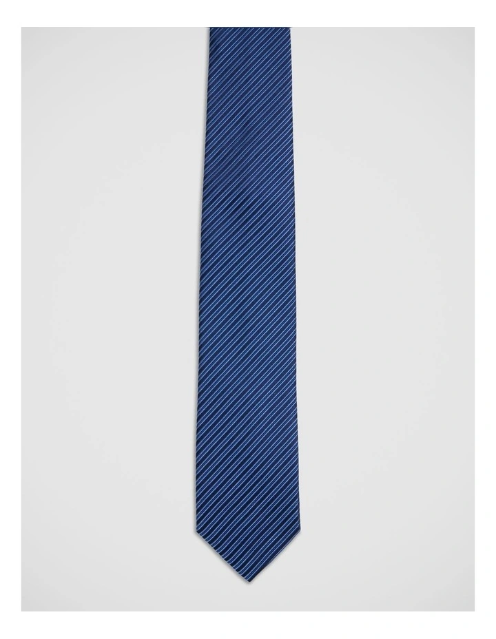 Chevy Stripe Silk 7Cm Tie in Blue image 1