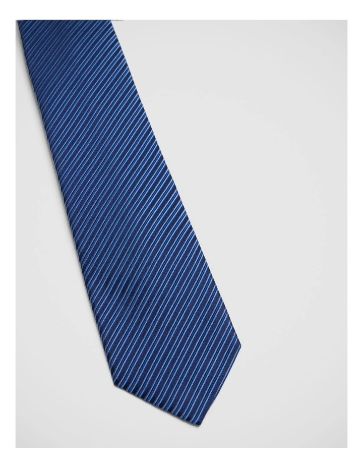 Chevy Stripe Silk 7Cm Tie in Blue image 2