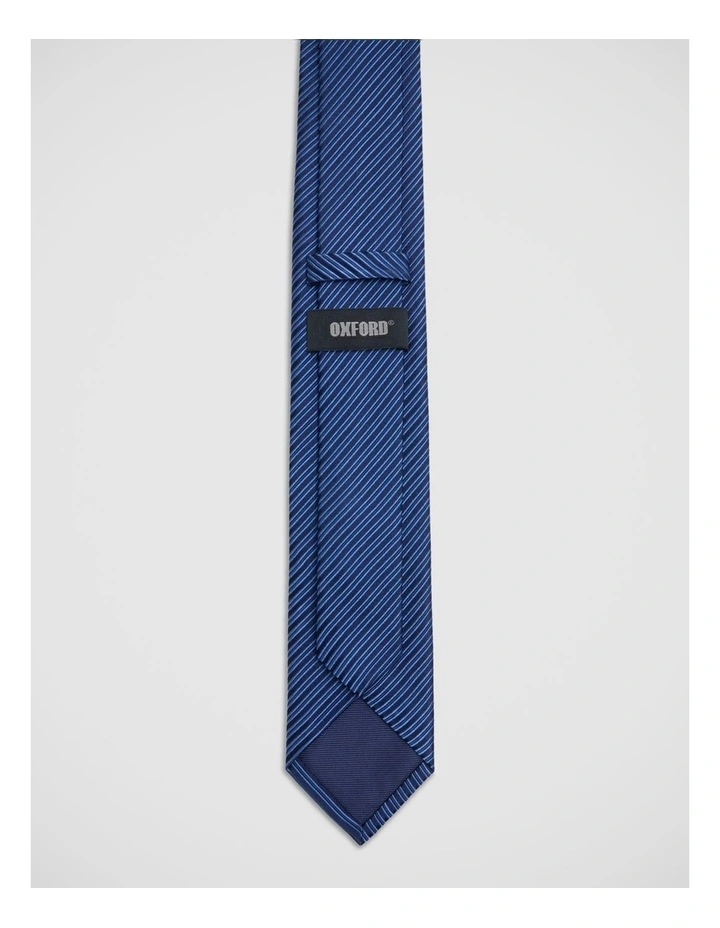 Chevy Stripe Silk 7Cm Tie in Blue image 3