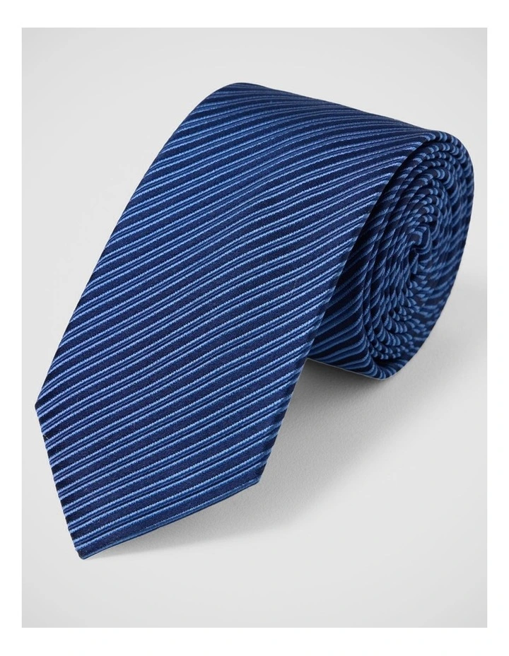 Chevy Stripe Silk 7Cm Tie in Blue image 4