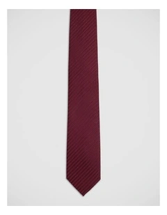 Chevy Stripe Silk 7Cm Tie in Burgundy