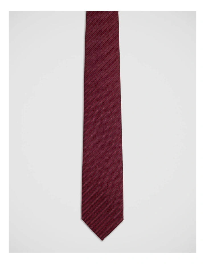 Chevy Stripe Silk 7Cm Tie in Burgundy image 1