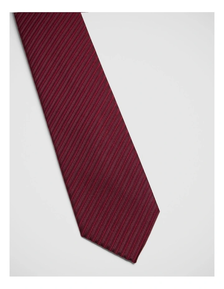 Chevy Stripe Silk 7Cm Tie in Burgundy image 2