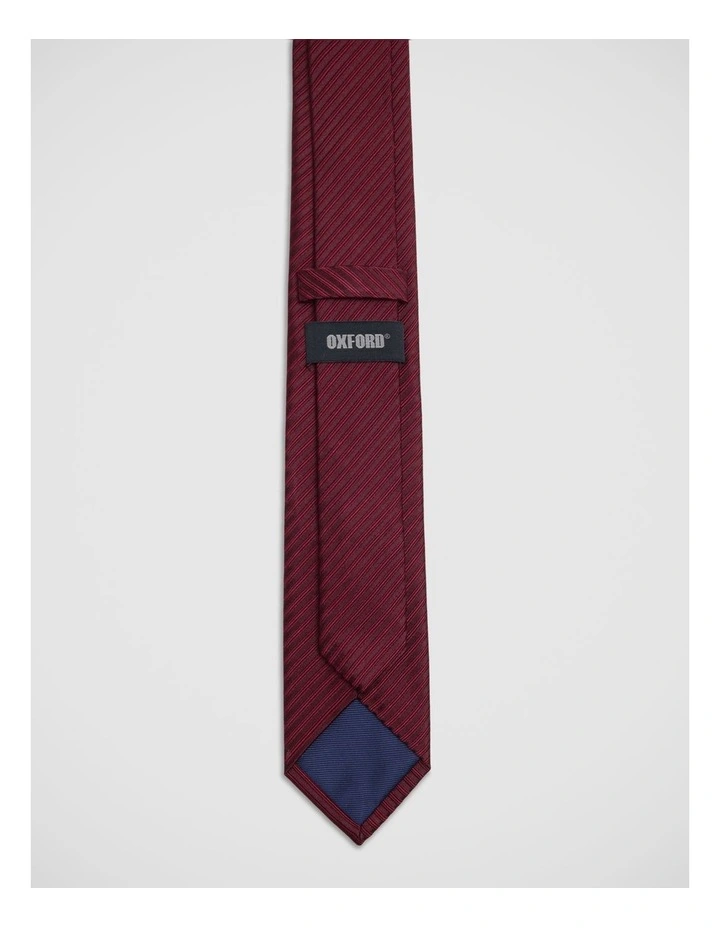 Chevy Stripe Silk 7Cm Tie in Burgundy image 3