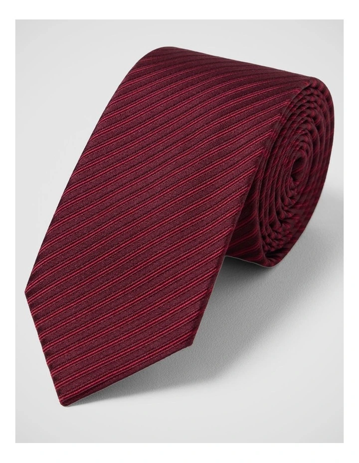 Chevy Stripe Silk 7Cm Tie in Burgundy image 4