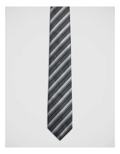 Evan Stripe Silk/Linen 7Cm Tie in Green