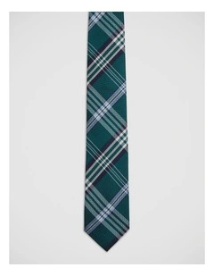 Fenton Check Silk 7Cm Tie in Green/Blue