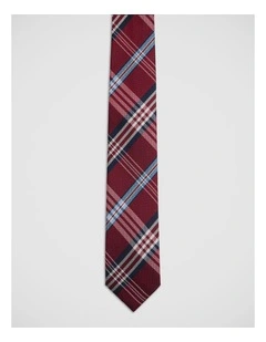 Fenton Check Silk 7Cm Tie in Navy/Red