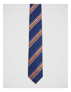 Judd Stripe Silk 7Cm Tie in Navy