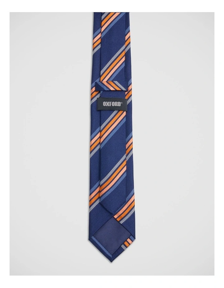 Judd Stripe Silk 7Cm Tie in Navy image 3