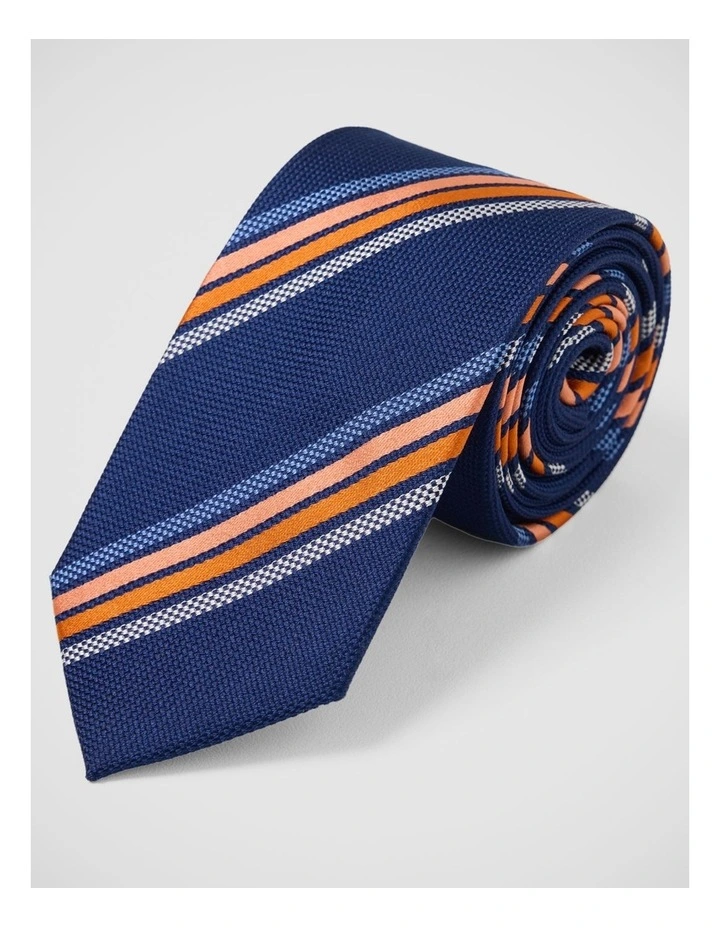 Judd Stripe Silk 7Cm Tie in Navy image 4