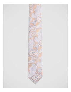 Jared Paisley Silk 7Cm Tie in Tobacco/Blue