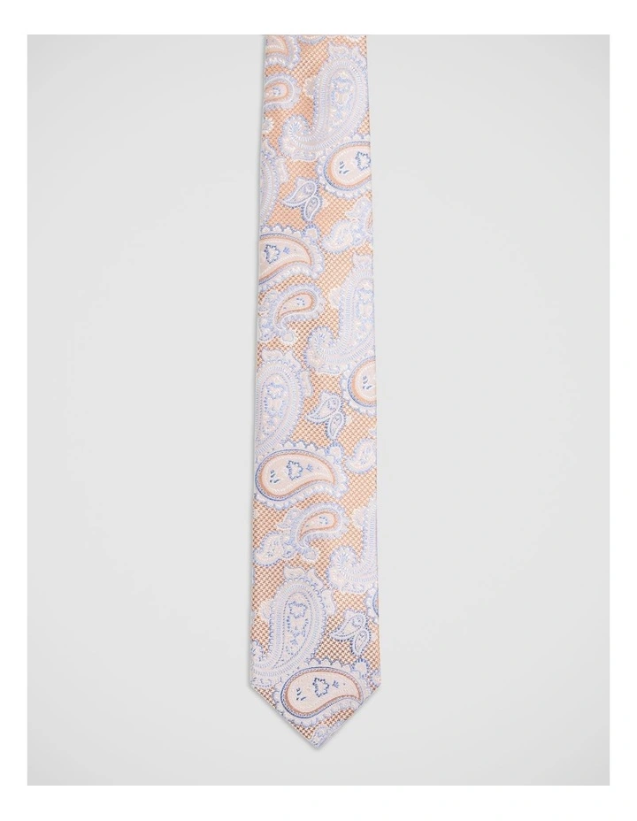 Jared Paisley Silk 7Cm Tie in Tobacco/Blue image 1