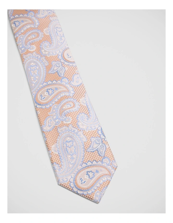 Jared Paisley Silk 7Cm Tie in Tobacco/Blue image 2