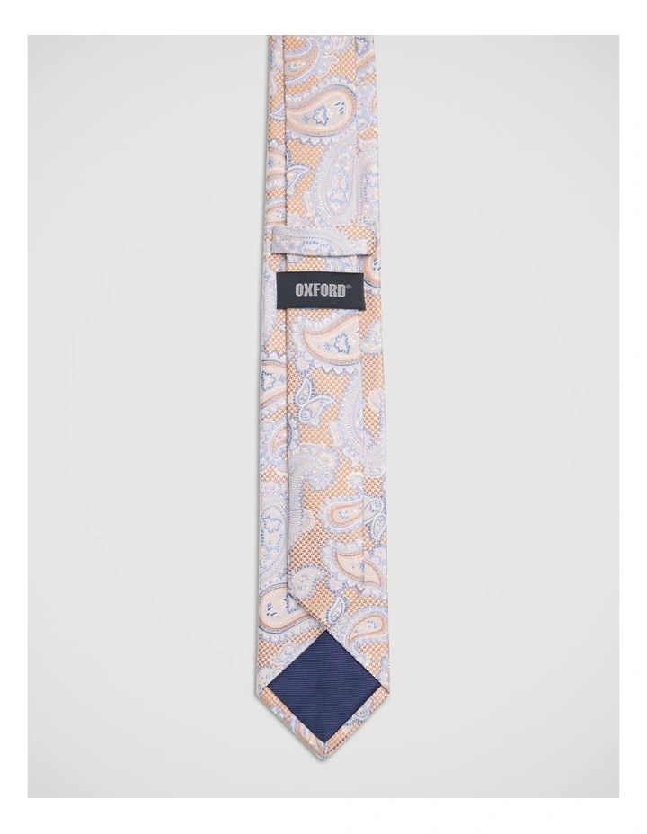 Jared Paisley Silk 7Cm Tie in Tobacco/Blue image 3
