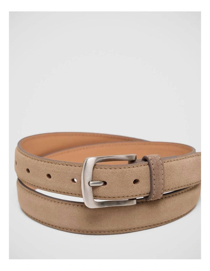 Cameron Mens Suede Leather Belt in Taupe image 2