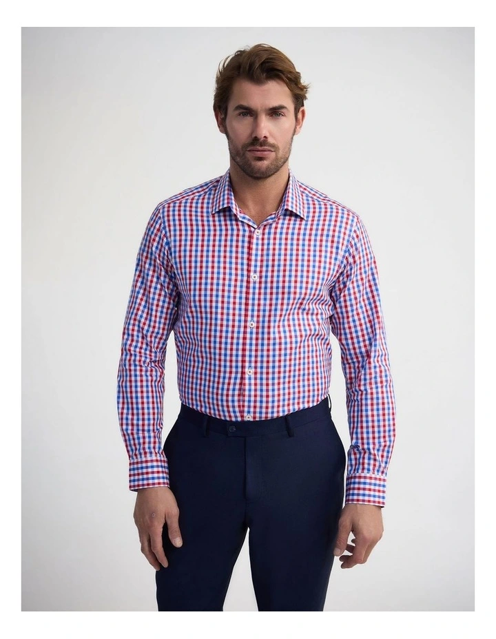 Beckton Slim Fit Cotton Shirt in Red image 1
