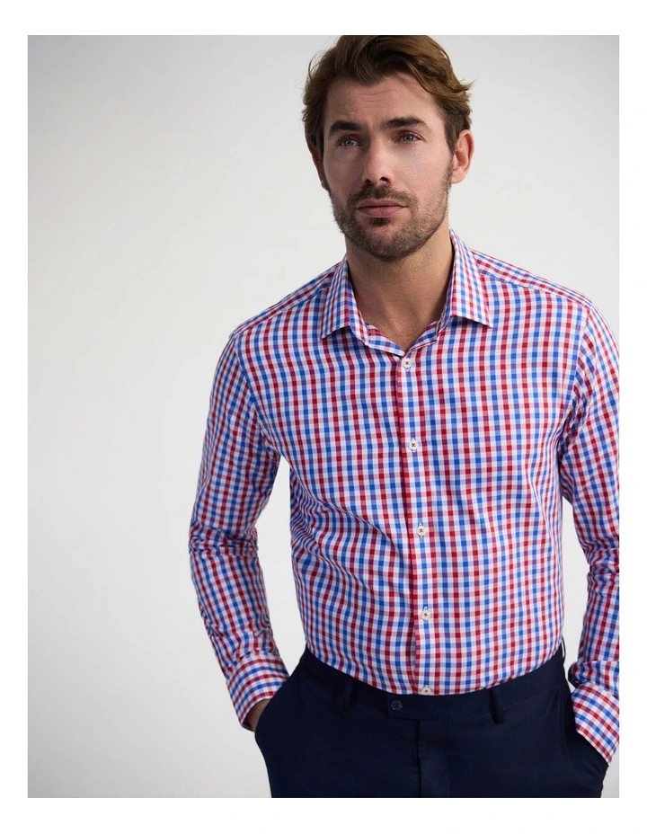 Beckton Slim Fit Cotton Shirt in Red image 2