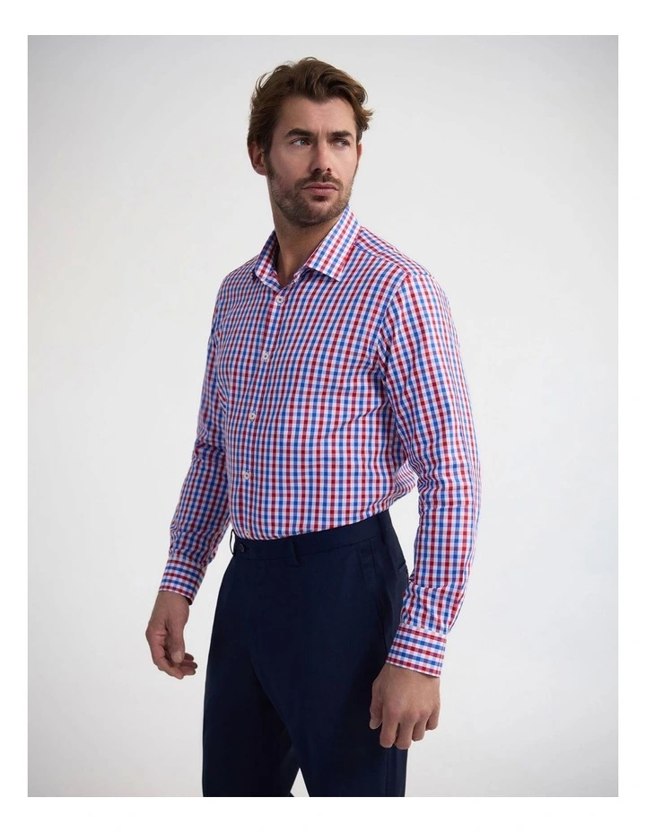 Beckton Slim Fit Cotton Shirt in Red image 3