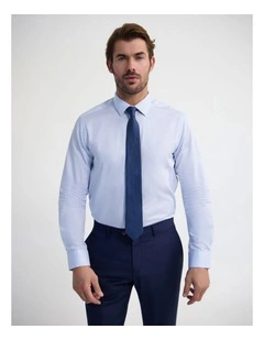 Beckton Slim Fit Cotton Shirt in Sky Blue Stripe