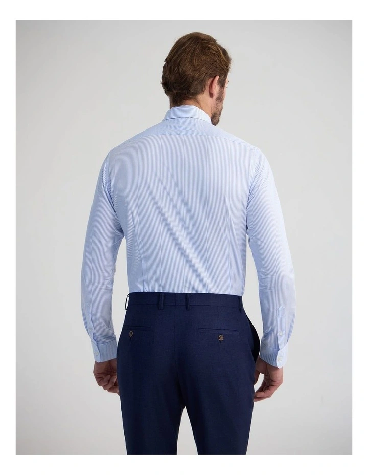 Beckton Slim Fit Cotton Shirt in Sky Blue Stripe image 4