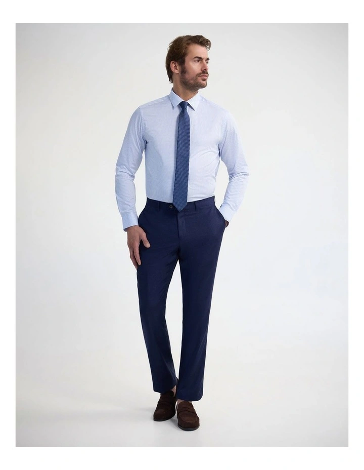 Beckton Slim Fit Cotton Shirt in Sky Blue Stripe image 5