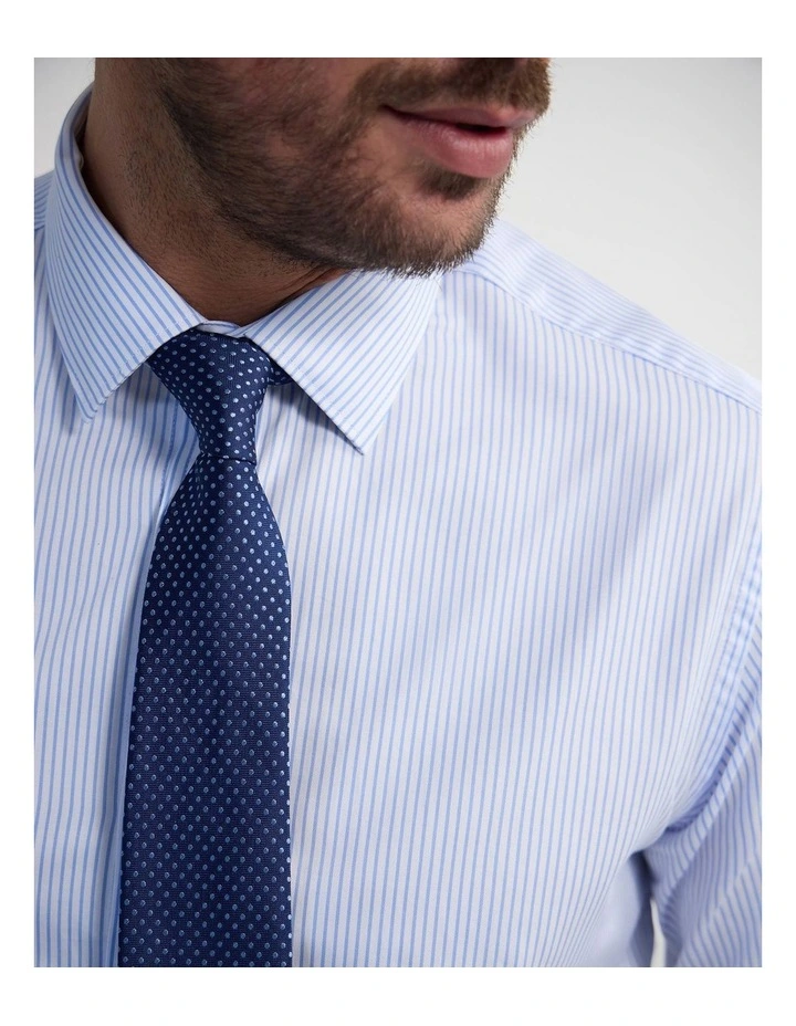 Beckton Slim Fit Cotton Shirt in Sky Blue Stripe image 6