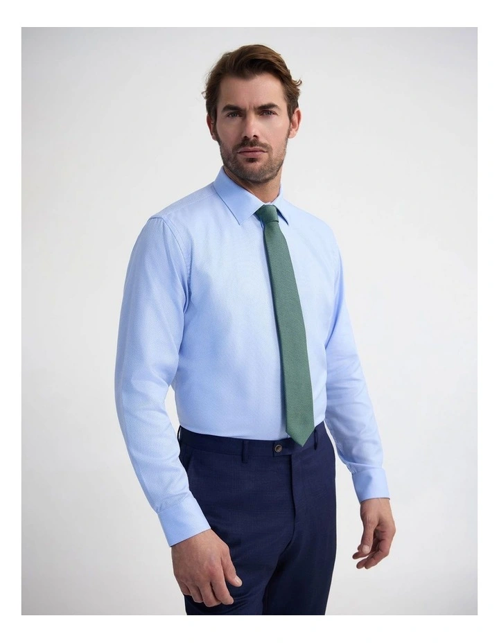 Regent Classic Fit Cotton Shirt in Sky Blue/White image 3