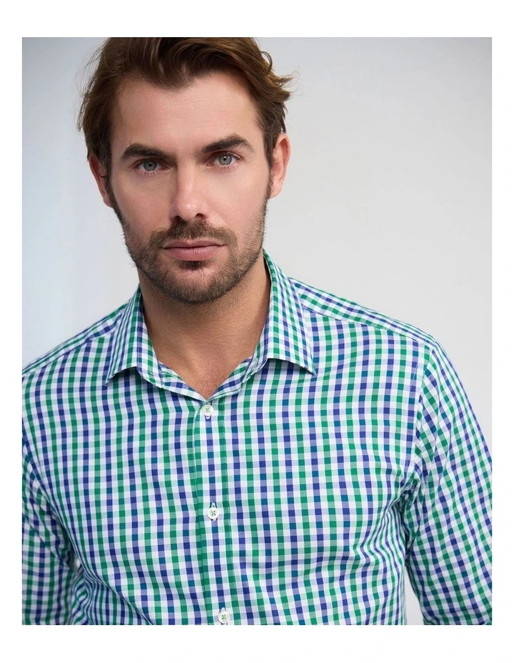Beckton Slim Fit Cotton Shirt in Green image 2
