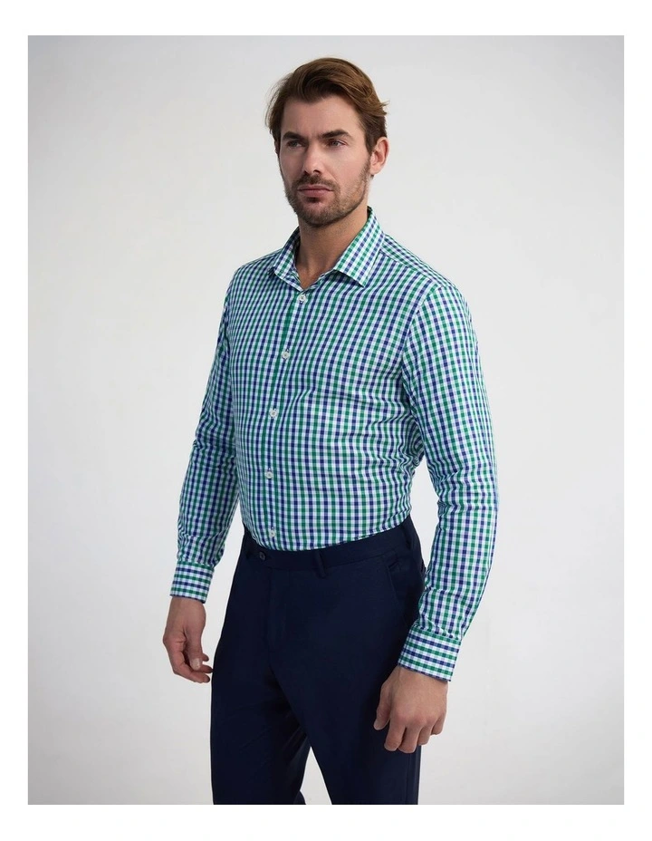 Beckton Slim Fit Cotton Shirt in Green image 3