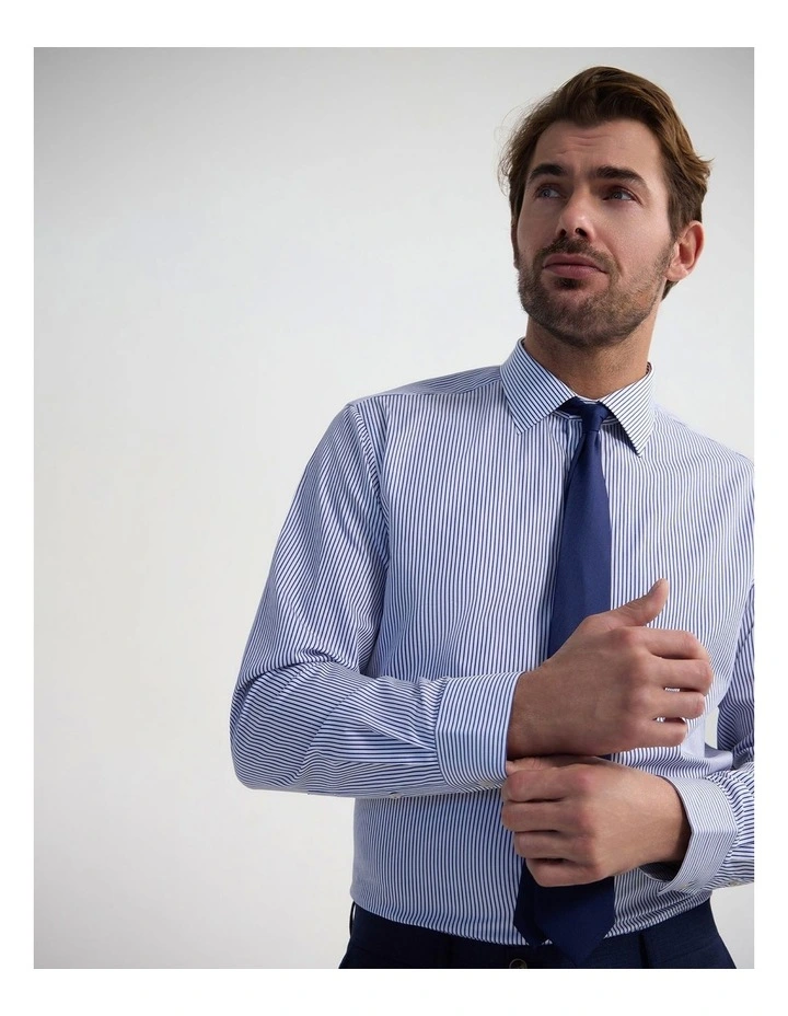 Islington Classic Fit Shirt in Navy Stripe image 2