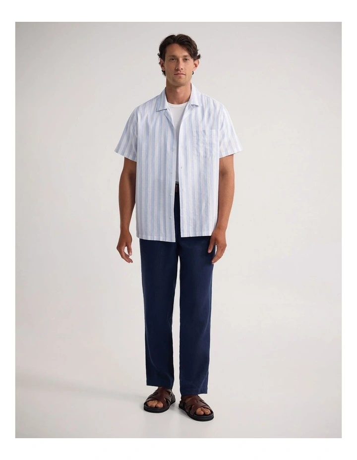 Griffin Cotton Short Sleeve Luxury Shirt in Blue Stripe image 5