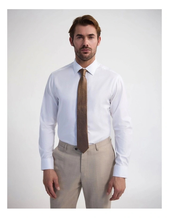 Beckton Slim Fit Cotton Luxury Shirt in White image 1