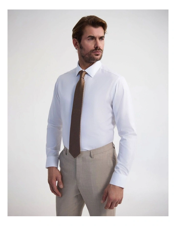 Beckton Slim Fit Cotton Luxury Shirt in White image 3
