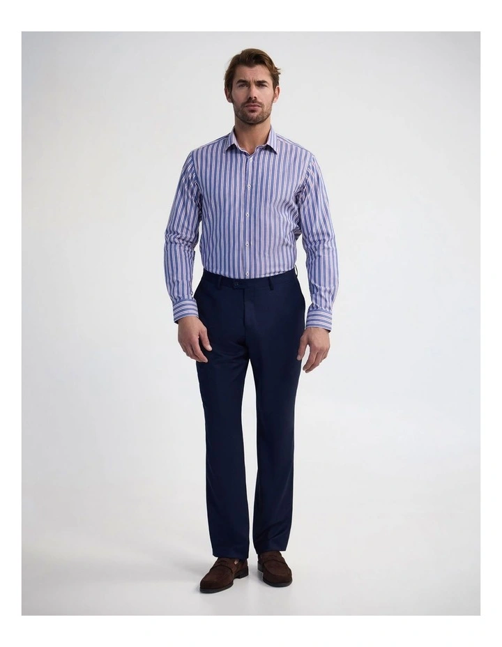 Beckton Slim Fit Cotton Luxury Shirt in Blue Stripe image 5