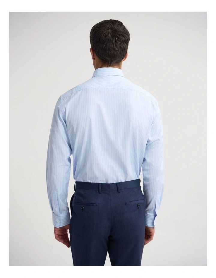 Islington Classic Fit Cotton Luxury Shirt in Sky Stripe image 4