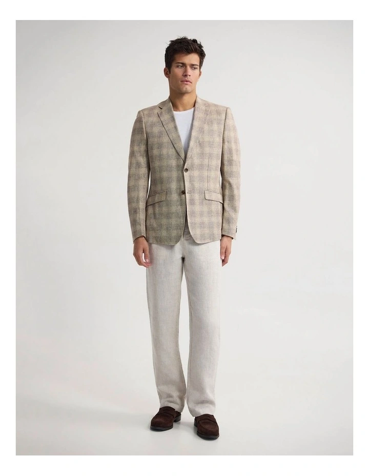 Milton Linen Cotton Check Blazer in Brown Check image 2
