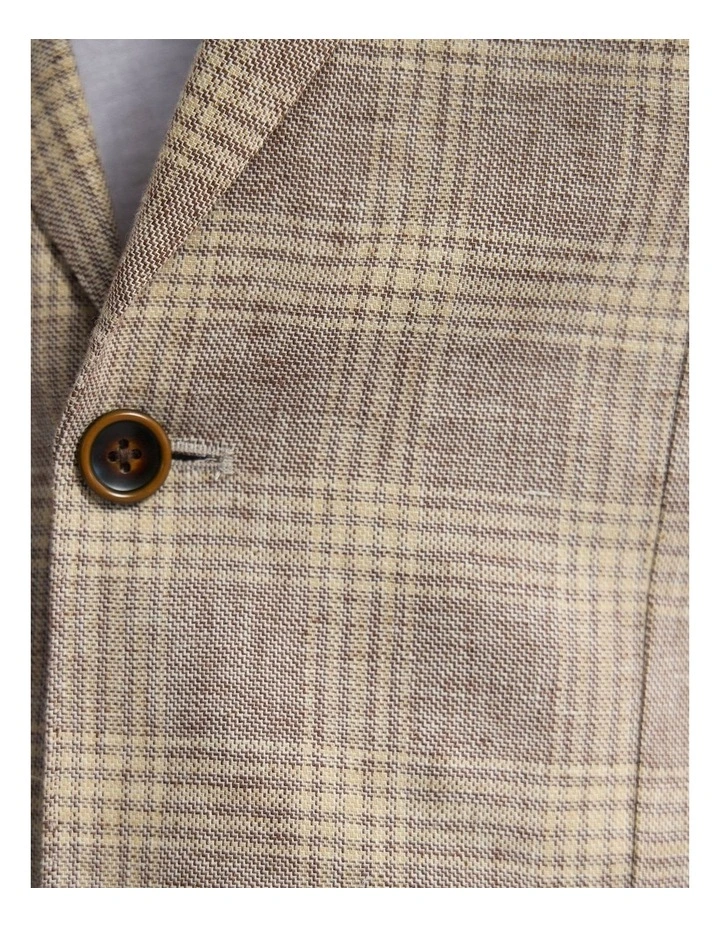 Milton Linen Cotton Check Blazer in Brown Check image 6
