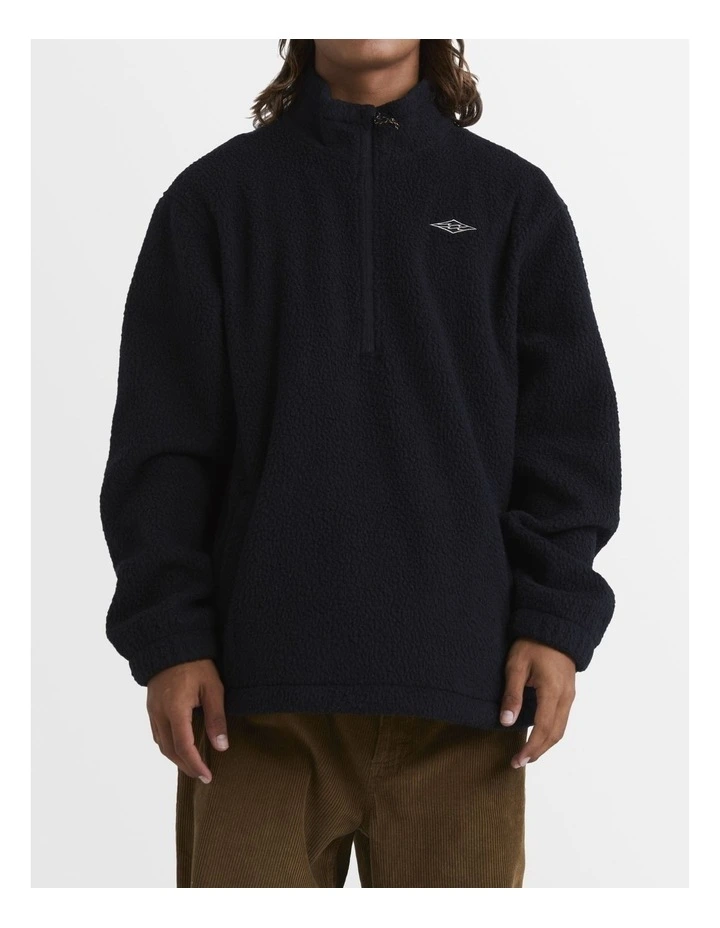 Boundary Half-Zip Fleece Pullover Hoodie in Black image 1