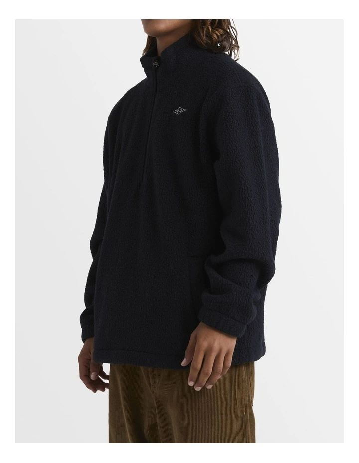 Boundary Half-Zip Fleece Pullover Hoodie in Black image 3