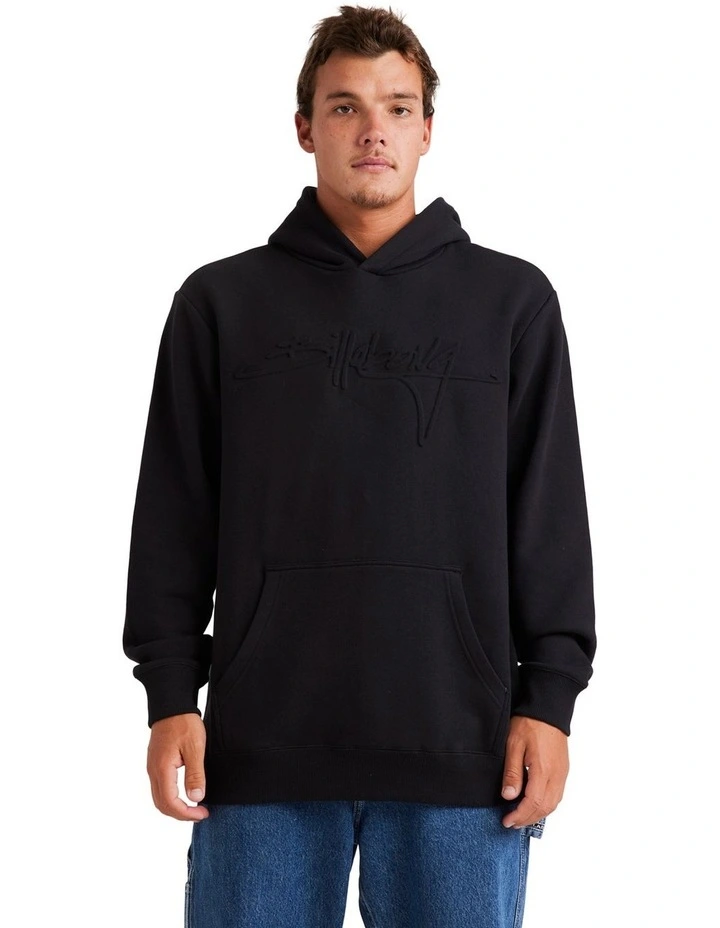 Tonal Boss Pop Pullover Hoodie in Black image 1