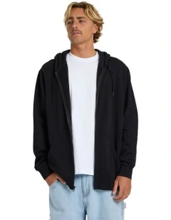 Premium Wave Wash Zip Up Hoodie in Black