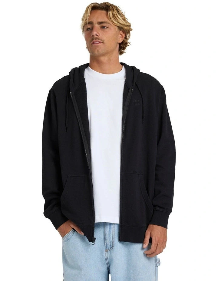 Premium Wave Wash Zip Up Hoodie in Black image 1