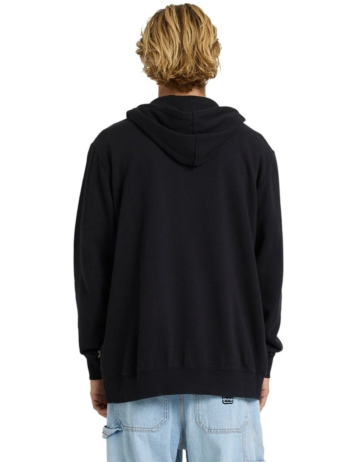 Premium Wave Wash Zip Up Hoodie in Black image 2