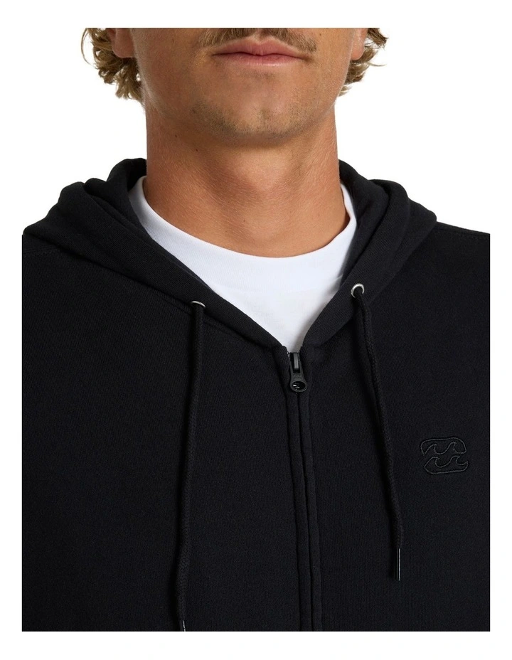 Premium Wave Wash Zip Up Hoodie in Black image 4