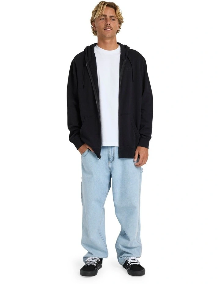 Premium Wave Wash Zip Up Hoodie in Black image 5