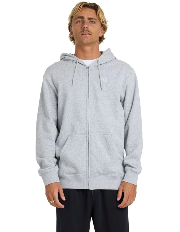 Premium Wave Wash Zip Up Hoodie in Grey image 1