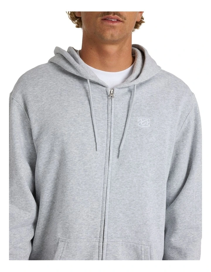 Premium Wave Wash Zip Up Hoodie in Grey image 4